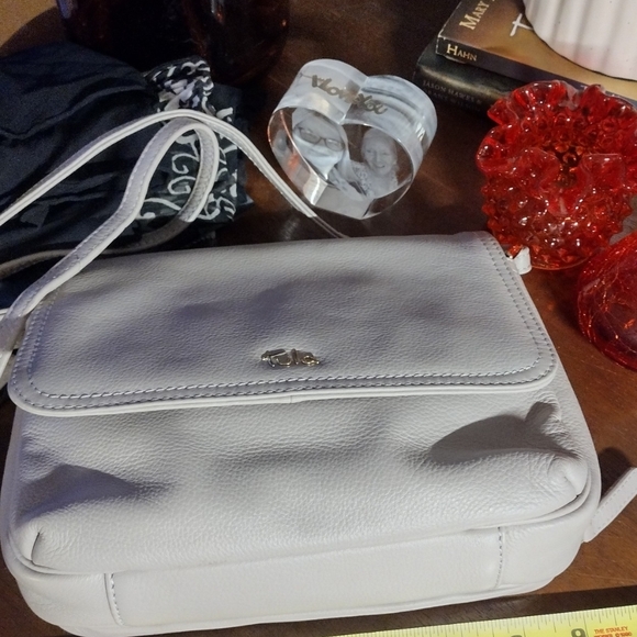 Tula Light Gray Leather Crossbody Bag - Picture 3 of 10